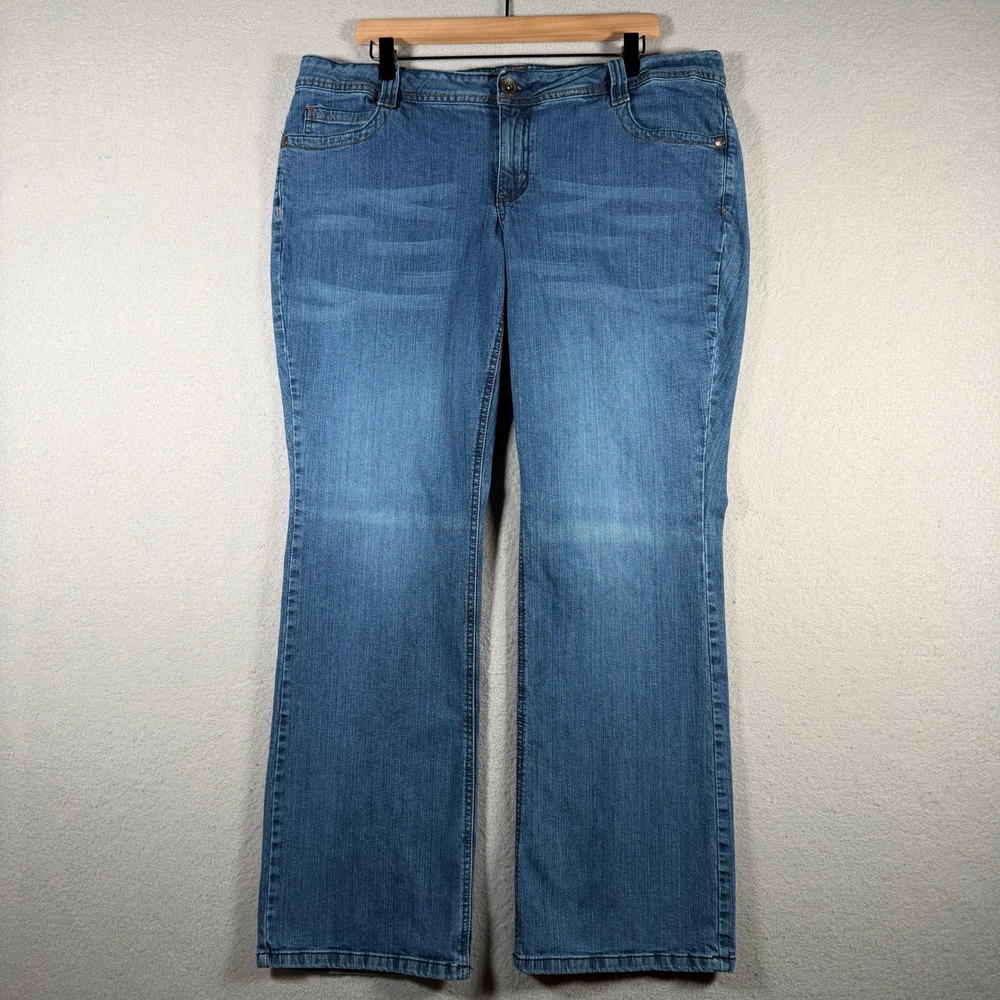 LEI Sophia Hiphugger Bootcut Jeans Blue Medium Wash Junior Plus Size 19 Stretch